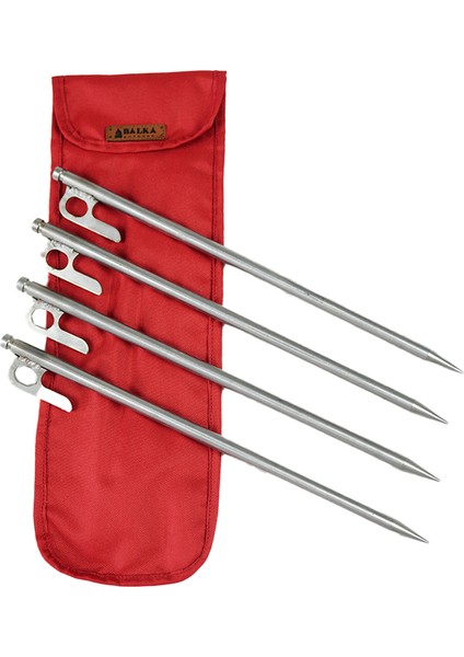 4 Adet Gri Çadır Kazığı 40 cm ve Taşıma Çantası