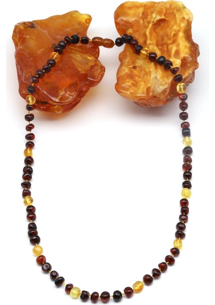 Damla Kehribar Kolye – 56 cm