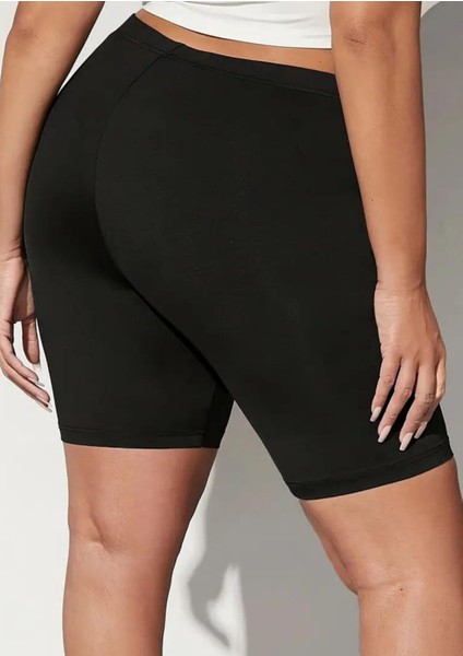 Diz Üstü Kısa Kadın İç Göstermez Büyük Beden Tayt