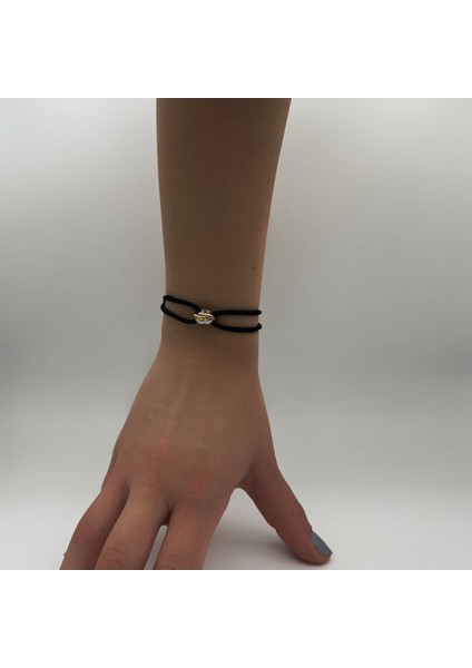 Çok Renkli Trinity Bileklik Siyah Ipli Tasarım 925 Ayar