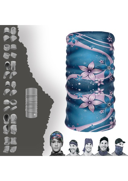 Çiçek Desenli Boyunluk Maske Baf Bandana