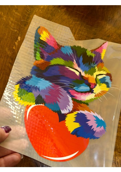 Ütü Ile Yapışan Renkli Kedi Transfer Baskı Arma 22X17 cm fiyatları
