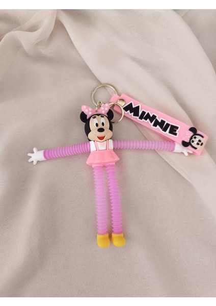 Anahtarlık Silikon Kolları ve Bacakları Uzayan Minnie Mouse Çanta Süsü Oyuncak Pembe fiyatları