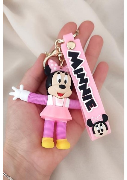 Anahtarlık Silikon Kolları ve Bacakları Uzayan Minnie Mouse Çanta Süsü Oyuncak Pembe fırsatları
