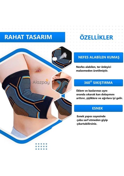 Turuncu Basketbol Fitness Tenis Voleybol Ortopedik Spor Outdoor Antreman Örme Dirseklik (1 Adet)