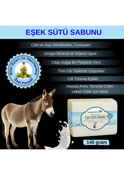 Doğal Eşek Sütü Sabunu 140 gr Tüm Cilt Tipleri Için Anti Aging Etkili B ve E Vitaminli