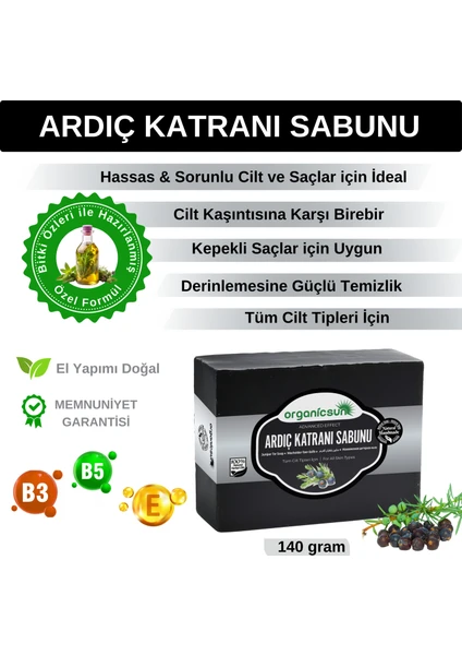 Doğal Ardıç Katranı Sabunu 140 gr Tüm Cilt Tipleri Için Antiseptik ve Yenileyici Etkili