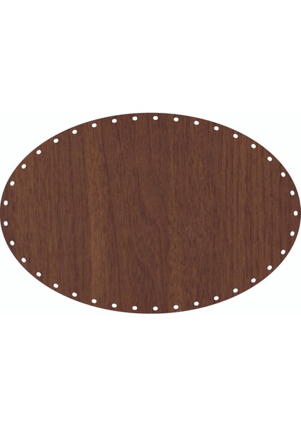 Rattan Plakası Elips 30X20 Ceviz