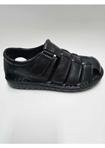 Deri Siyah Ortopedik Erkek Sandalet C-EMRSAND12439
