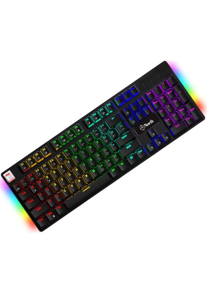 Shield Blue Switch Türkçe Q RGB Full Metal Panel Mekanik Gaming Klavye - Siyah