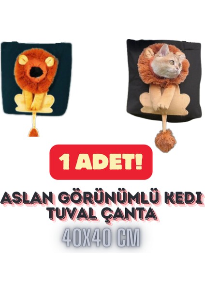 Aslan Yelesi Görünümlü Tasarım Pratik Taşıma Şık Kedi Tuval Çanta