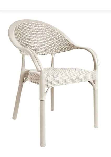 Nar Sokağı Modern 4 Adet Bambu Rattan Kollu Sandalye Koltuk 4'lü Set Standart Kahverengi Modern Plastik