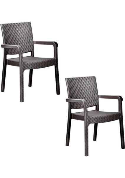 Standart Troya Rattan Koltuk Kahverengi | 2'li Set Kahverengi Modern Modern Plastik