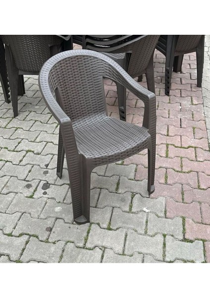 6 Rattan Plastik Sabit Masa 70X120 6 Adet Gold Plastik Sandalye Mobilya (Acı Kahve Rengi) XÖMBX99 M fiyatları