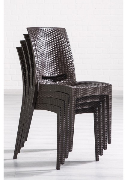 Masa Seti Rattan Large Kahve Masa Takımı Bahçe&balkon 1 Masa + 6 Sandalye Plastik 150 x 90 6 Kahver fırsatları