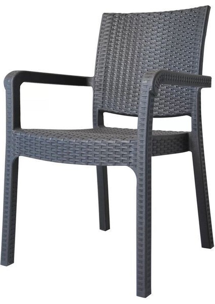 Nar Sokağı Modern 6 Adet Karizma Rattan Kollu Sandalye Koltuk 6'lı Set Gri Modern Plastik Standart