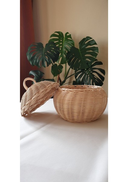 Bej Kapaklı Rattan Sepet Bambu fiyatları