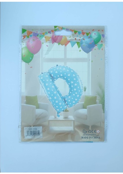 D Harf Mavi Renk Yıldızlı Folyo Balon 26" 65 Cm