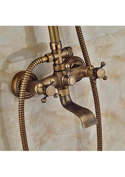 Antik Gold Duş Sistemi Klasik Tasarım Batarya Dahil Set Vintage Mat Gold fiyatları