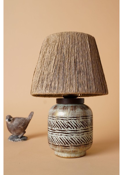 Seramik Juin Handmade Seramik Abajur Kahve 1 Kahverengi E27 Modern
