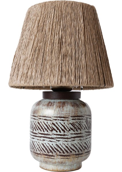 Seramik Juin Handmade Seramik Abajur Kahve 1 Kahverengi E27 Modern