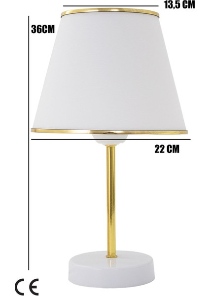 Beyaz Beyaz Gold Safir Modern Abajur Kumaş 1 31-45 cm Modern E27