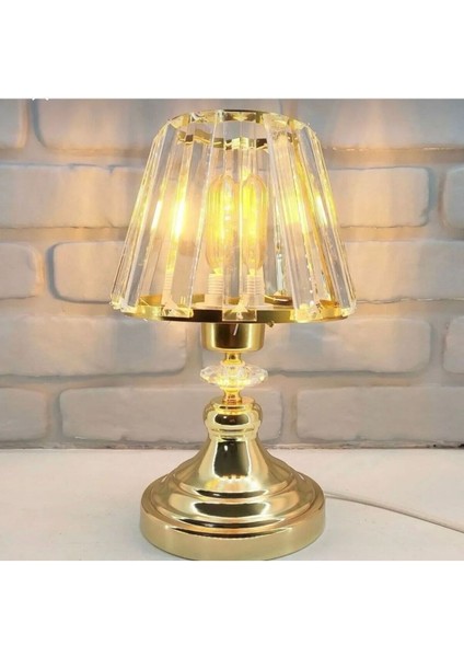 Modern Taşlı Abajur Gold 2 Adet Altın E27 2 Cam