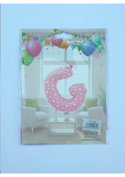 G Harf Pembe Kalp Desenli Folyo Balon 26" Inç 65 Cm Parti, Doğum Günü, Balon