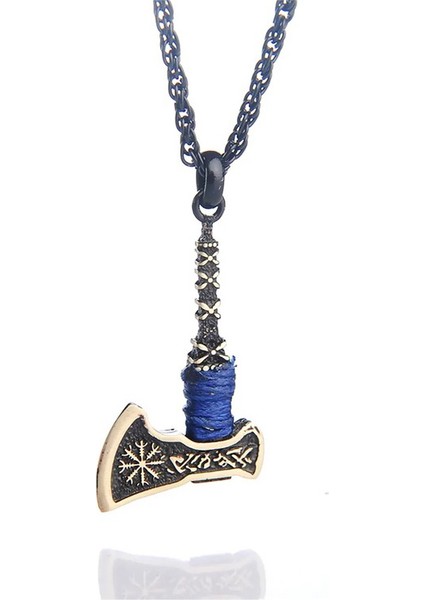 Viking Siyah Balta Erkek Kolye Iskandinav Takı