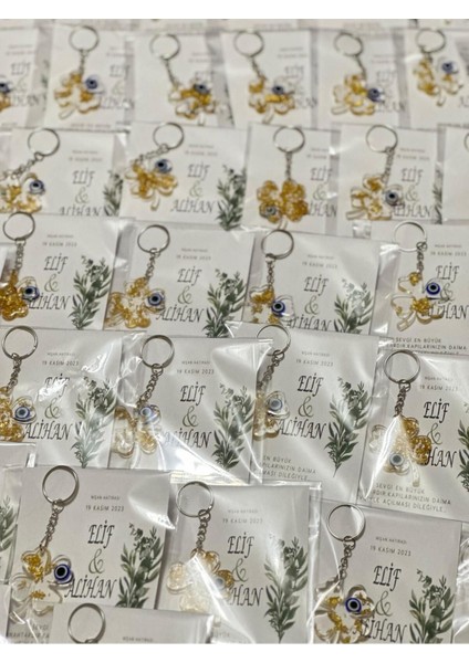 Epoksi Hediyelik Anahtarlık 25 Adet Söz Nikah Düğün Nişan Kına Doğum Günü Organizasyon