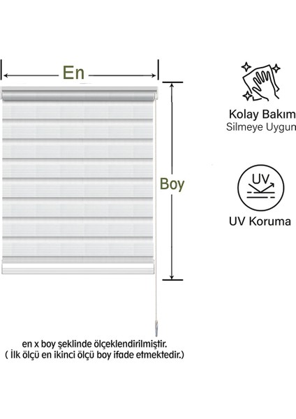 Düz Geniş Pliseli Beyaz Zebra Perde