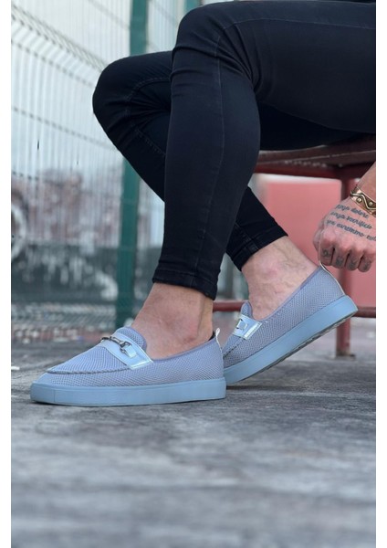 Triko Babet Erkek Casual Ayakkabı Tekstil Gri Topuk Boyu 3 Cm