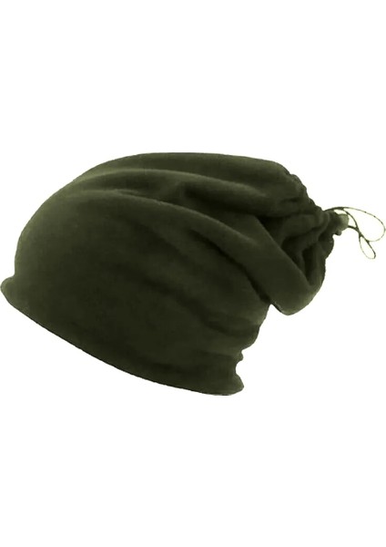 Haki Unisex Kışlık Termal Polar Ipli Bere Ipli Şapka Ipli Boyunluk Olabilen Outdoor Kadın Erkek Bere