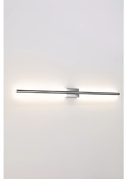 1 Krom Renk Modern Dekoratif LED Duvar Aplik Uzun Çubuk LED Tekli 80 cm Gün Işığı Bej G9 Alüminyum