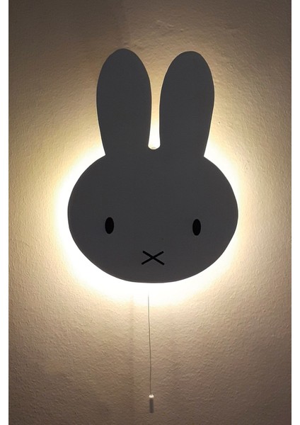 CoolKids Studio Beyaz Miffy Gece Lambası Pilli LED Aydınlatma Ahşap 8 + Ledli GU10