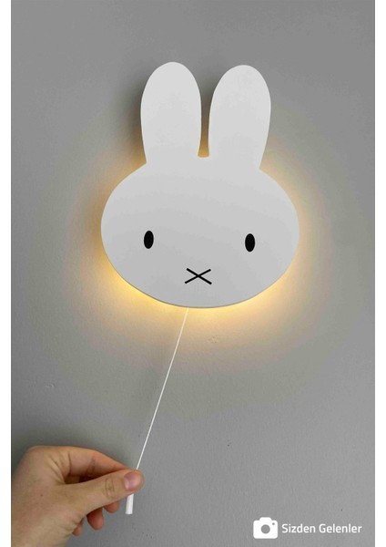 CoolKids Studio Beyaz Miffy Gece Lambası Pilli LED Aydınlatma Ahşap 8 + Ledli GU10