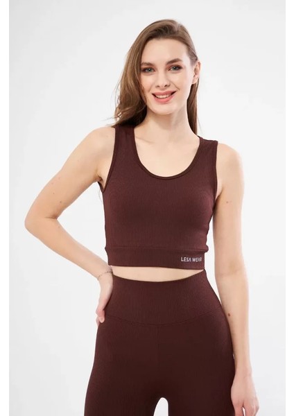 Alinn Butikk Fitilli Baskılı Crop - Bordo