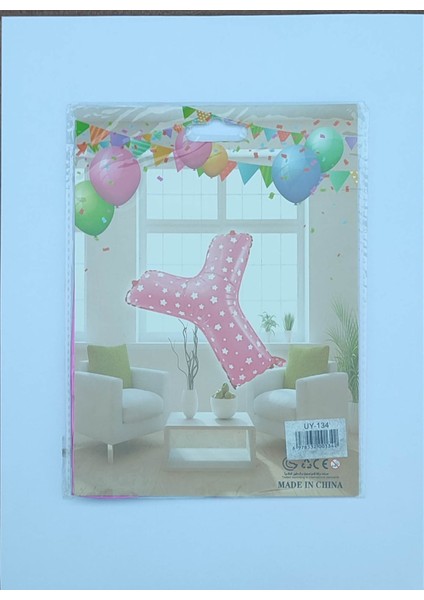Y Harf Pembe Kalp Desenli Folyo Balon 26" Inç 65 Cm Parti, Doğum Günü, Balon