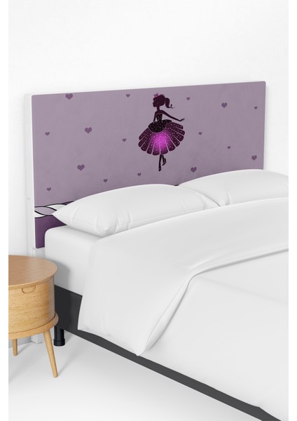 Lila Prenses Desenli Çocuk Odası Yatak Baza Başlık Kılıfı TLABK-061