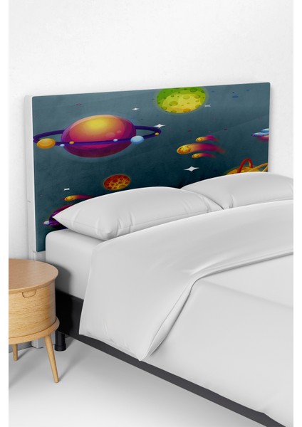 Gezegenler Desenli Çocuk Odası Yatak Baza Başlık Kılıfı TLABK-124