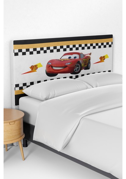 Şimşek Mcqueen Araba Desen Yatak Baza Başlık Kılıfı TLABK-266