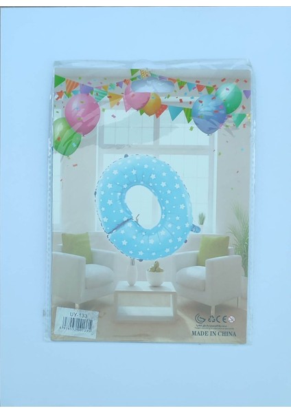 O Harf Mavi Yıldız Desenli Folyo Balon 26" Inç 65 Cm Parti, Doğum Günü, Balon