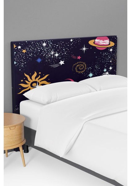 Galaksi Gezegen Desenli Çocuk Odası Yatak Baza Başlık Kılıfı TLABK-037