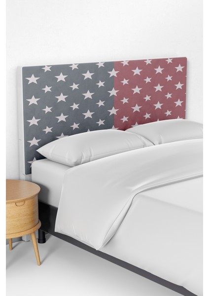 Pembe Gri Yıldız Desenli Çocuk Odası Yatak Baza Başlık Kılıfı TLABK-123