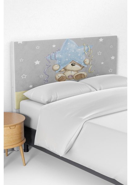 Yıldız Tutan Ayıcık Desenli Çocuk Odası Yatak Baza Başlık Kılıfı TLABK-137