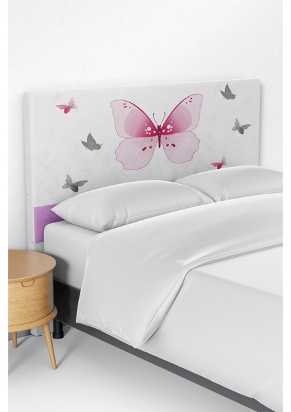 Kelebekler Desenli Çocuk Odası Yatak Baza Başlık Kılıfı TLABK-048