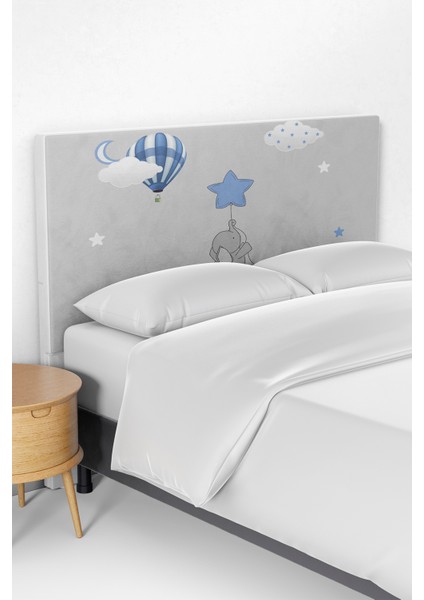 Yıldız Tutan Fil Desenli Çocuk Odası Yatak Baza Başlık Kılıfı TLABK-074