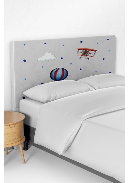 Uçak Desenli Çocuk Odası Yatak Baza Başlık Kılıfı TLABK-008