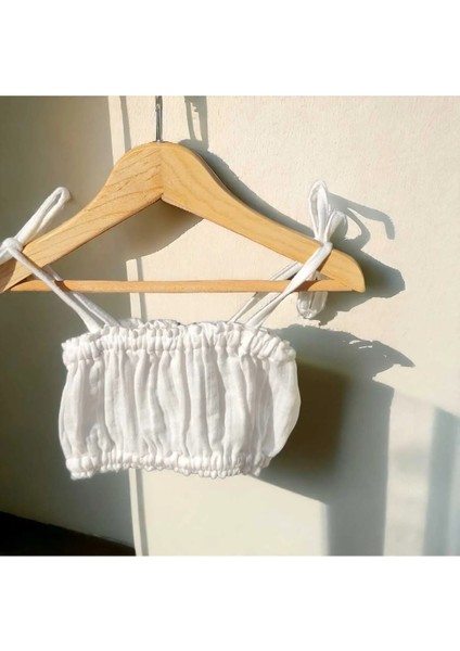 Kız Çocuk Müslin Lastikli Crop Bluz