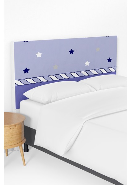 Lila Yıldızlar Desenli Çocuk Odası Yatak Baza Başlık Kılıfı TLABK-058